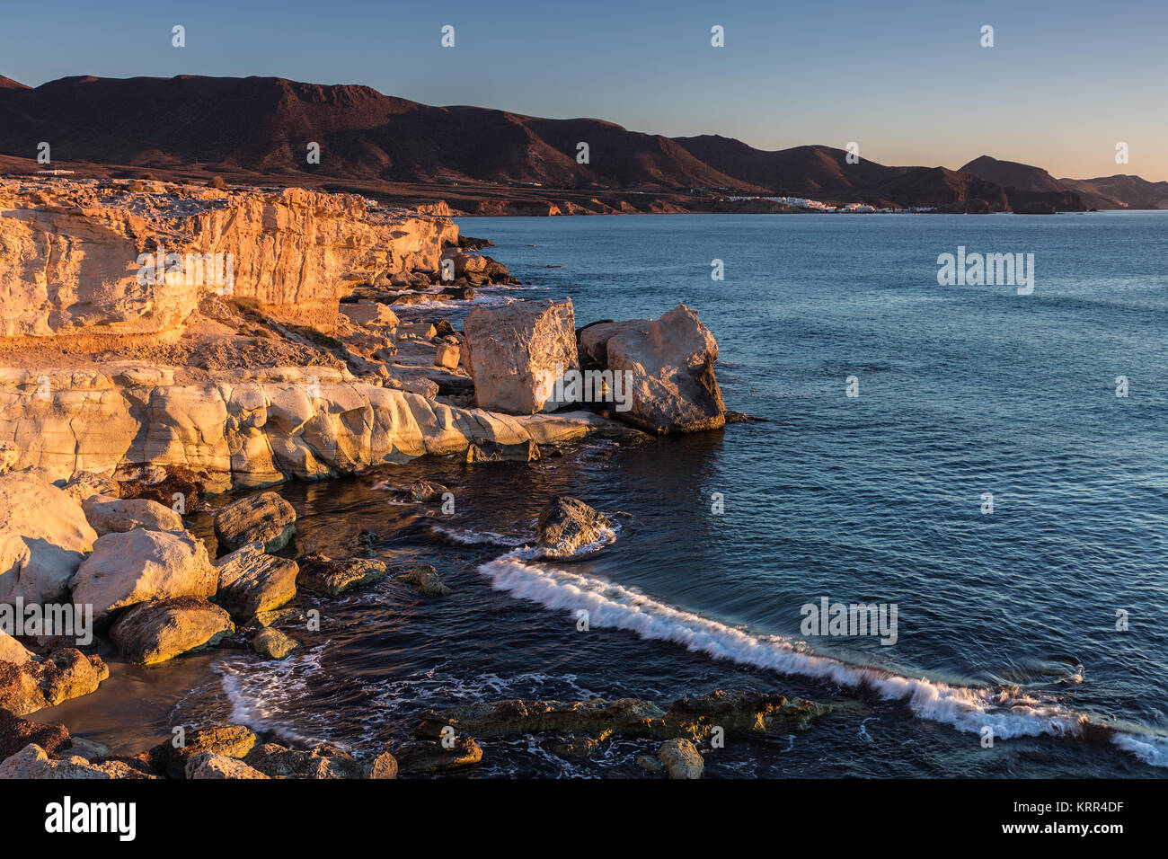 Landscape on the coast of Escullos. Natural Park of Cabo de Gata. Spain. Stock Photo