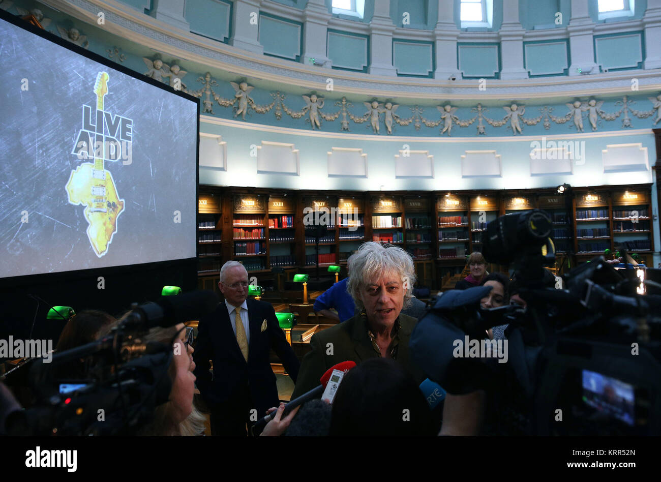 Sir Bob Geldof at the National Library of Ireland as he announced that the Band Aid Trust is donating its archive to the NLI. Picture date: Wednesday December 20, 2017. See PA story IRISH Geldof. Photo credit should read: Brian Lawless/PA Wire Stock Photo