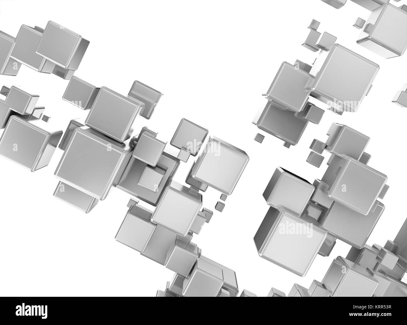 Abstract 3d digital cubes isolated on white background Stock Photo