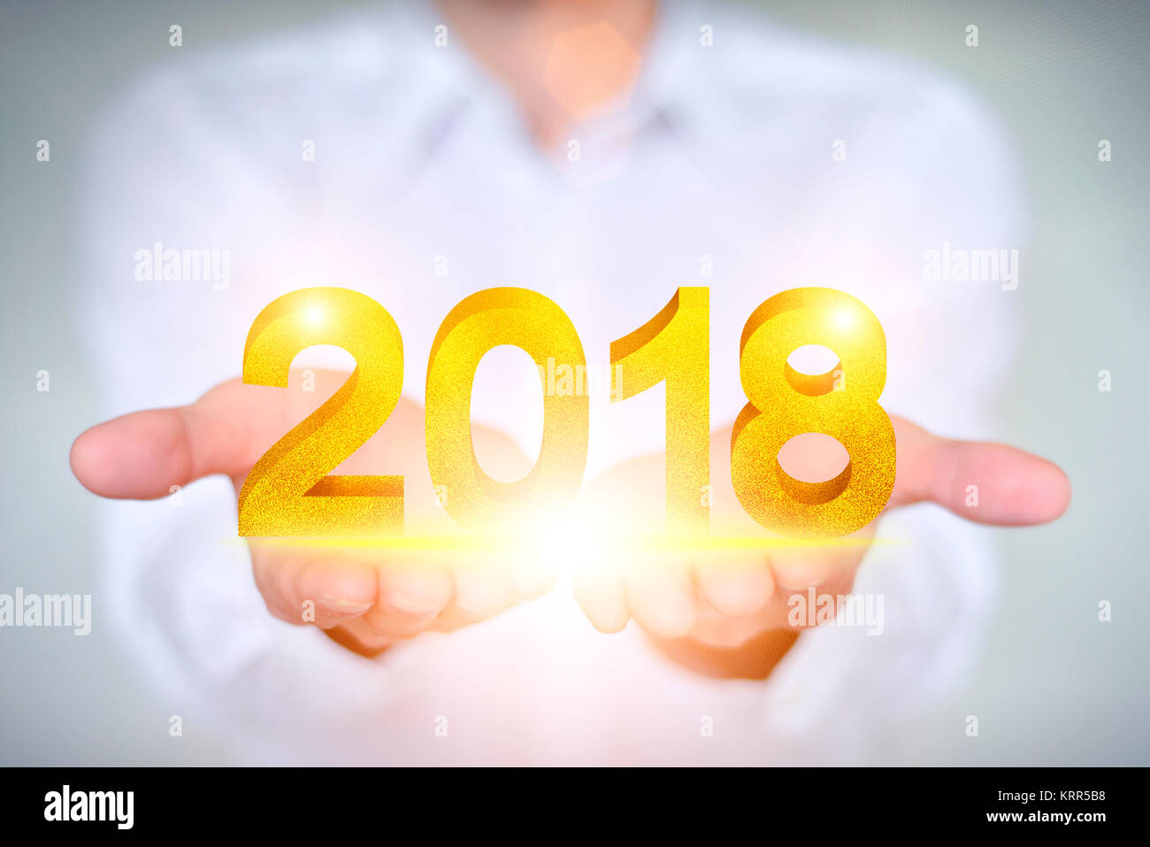 The businessman hands gold 2018 Stock Photo