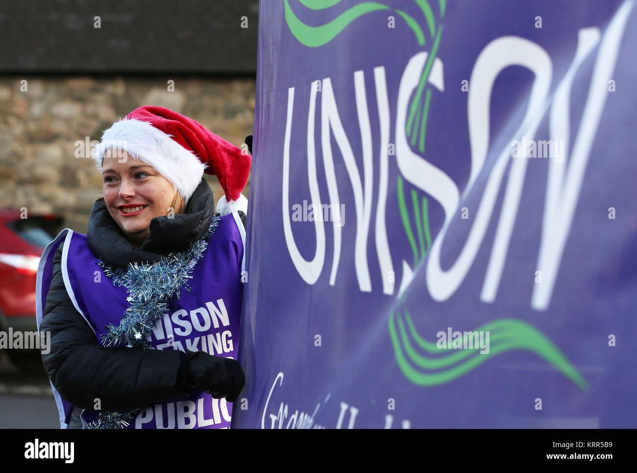 Unison deliver 5,000 'fair pay now' cards to constituency MSPs demanding the Scottish Government 'pays up on NHS pay' outside Scottish Parliament in Edinburgh. Stock Photo