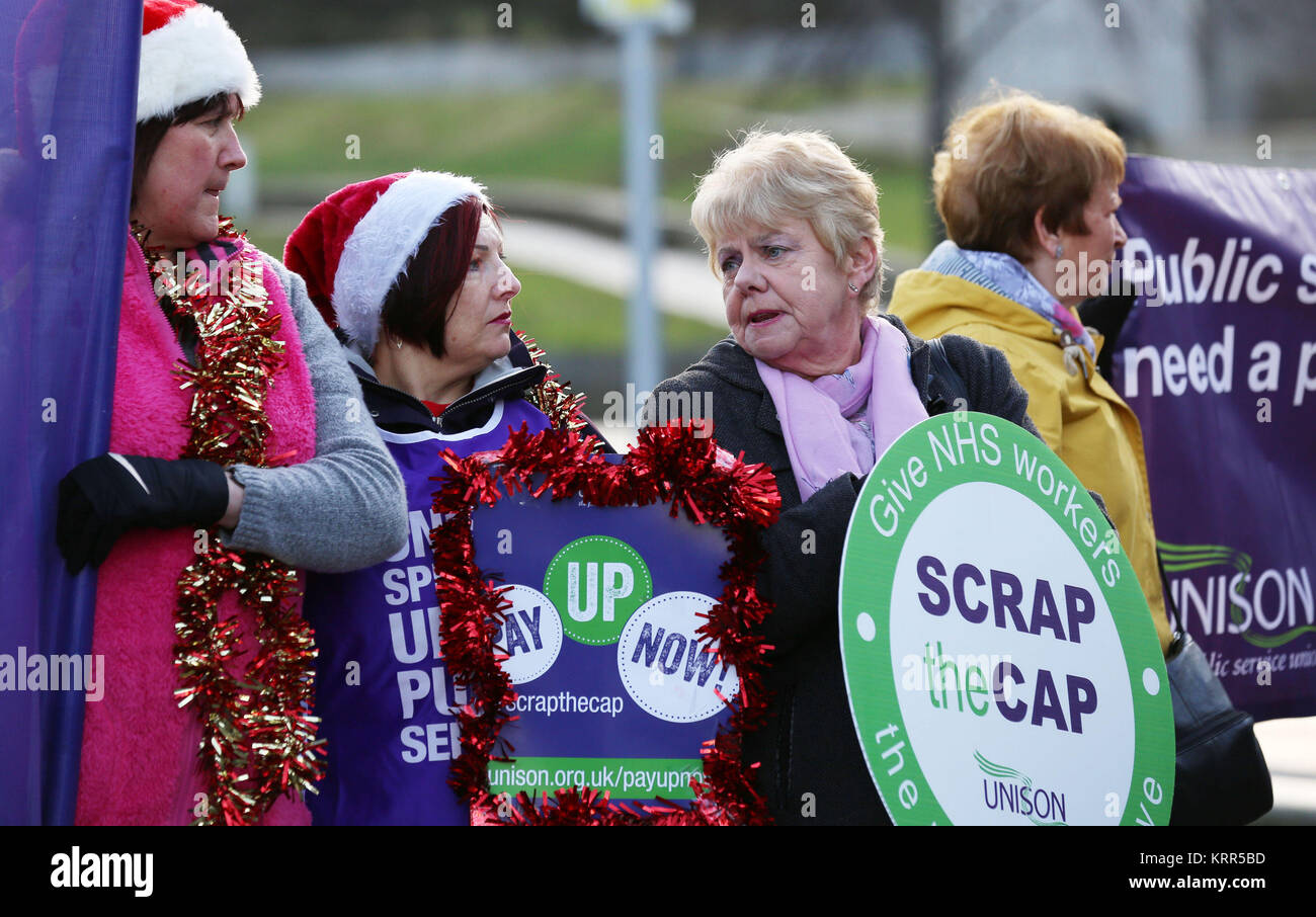 Unison deliver 5,000 'fair pay now' cards to constituency MSPs demanding the Scottish Government 'pays up on NHS pay' outside Scottish Parliament in Edinburgh. Stock Photo