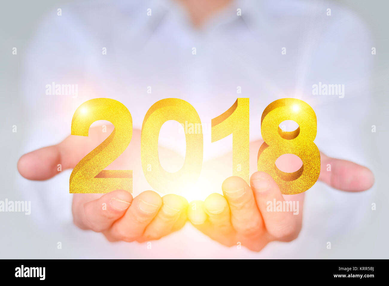 The businessman hands gold 2018 Stock Photo