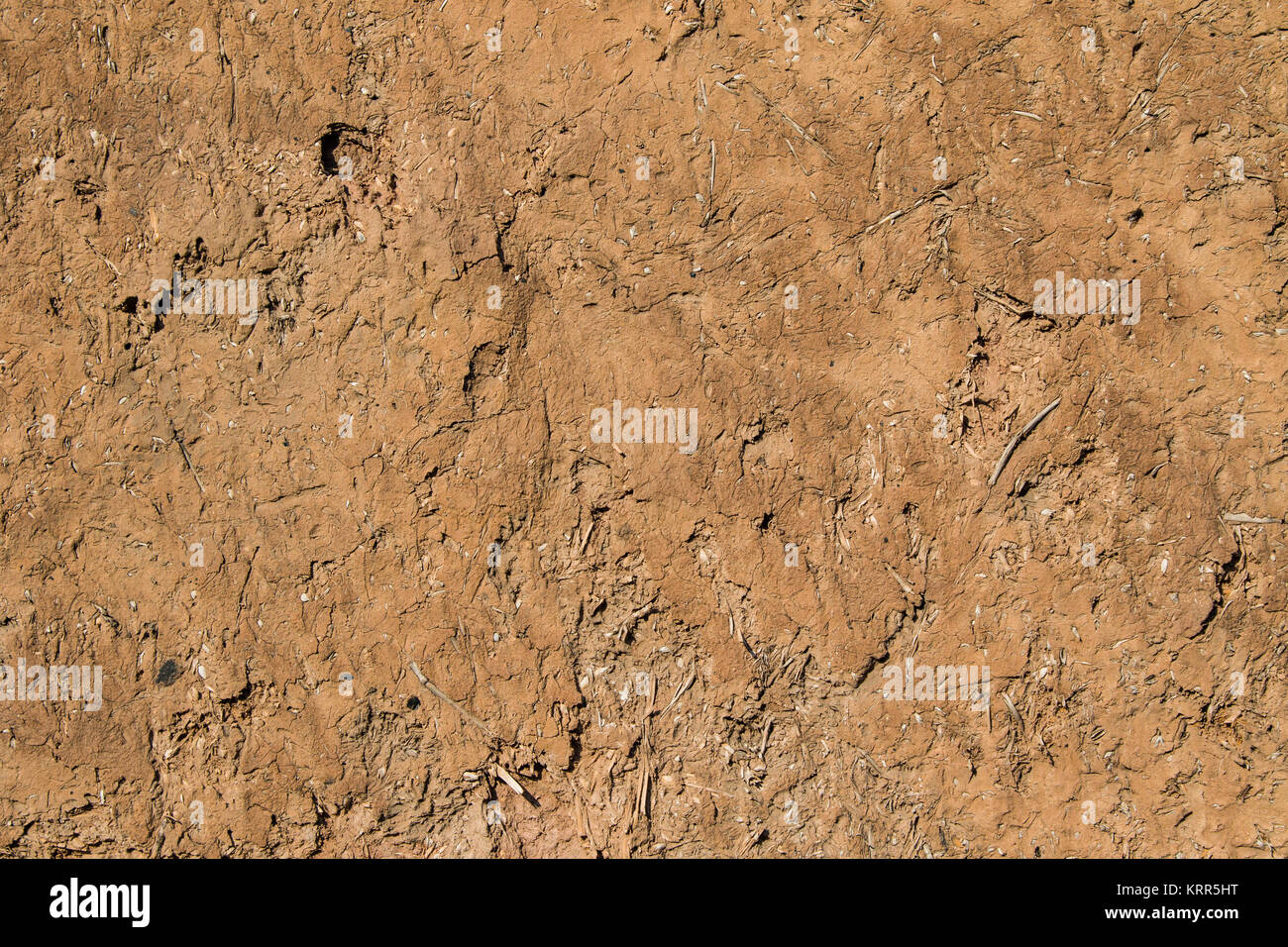 Close up of an earthen wall made of compacted mud and straw Stock Photo ...