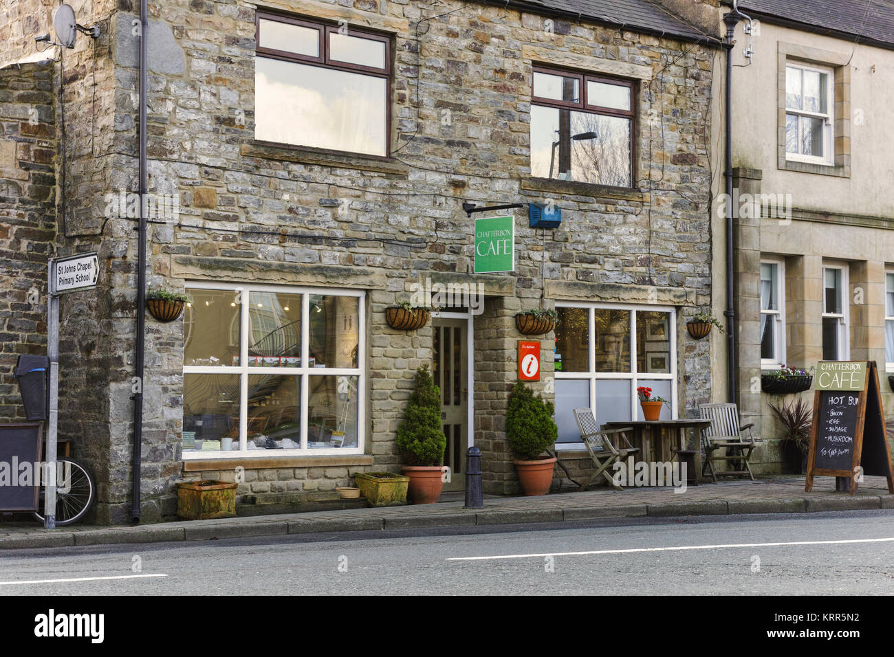 Cafe in the small village of St John's Chapel in upper Weardale in County Durham, North East England. Stock Photo