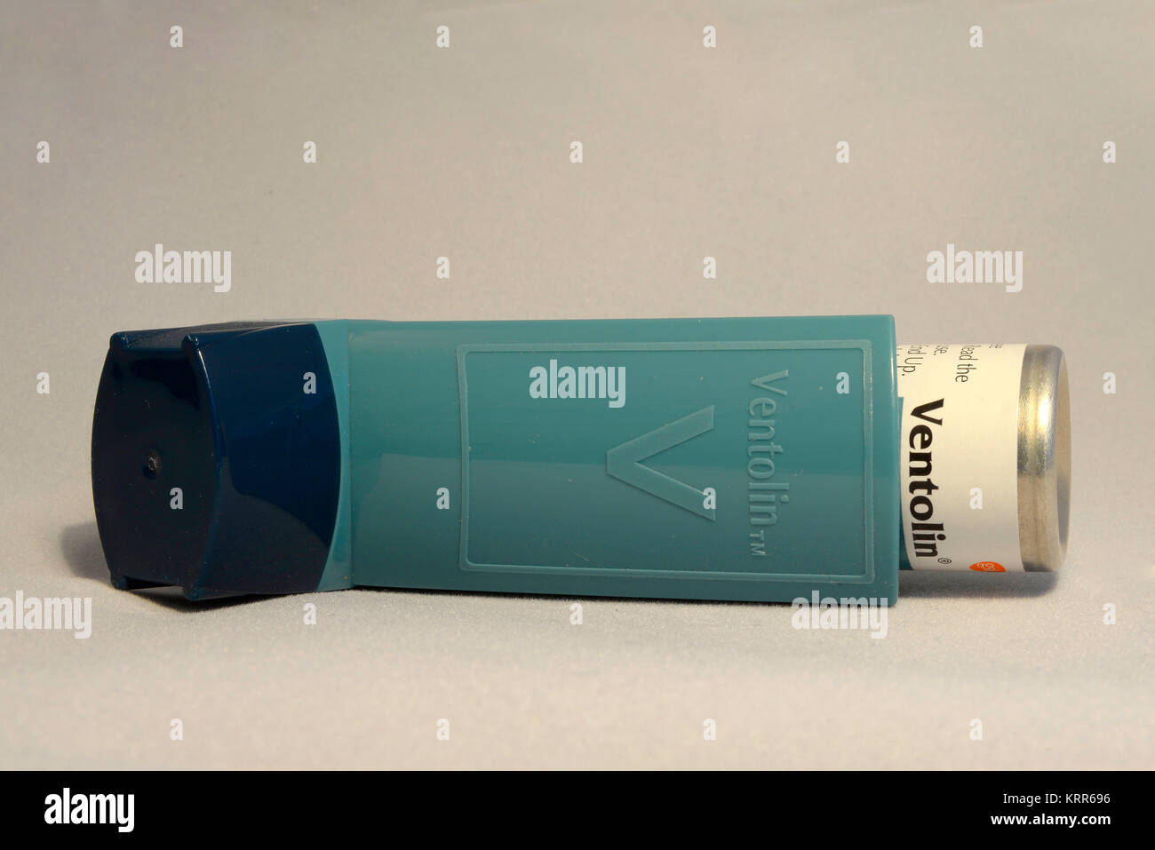 Ventolin Salbutamol Sulfate Evohaler inhaler puffer for asthma treatment.  Medical. Health. On white background. Space for copy Stock Photo - Alamy