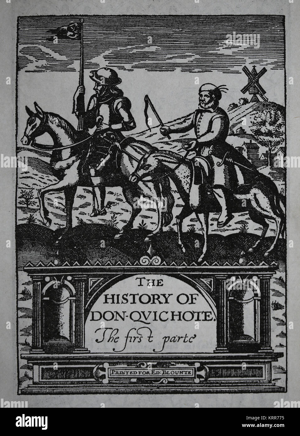 Don Quixote by Miguel de Cervantes. Edition of Thomas Shelton. 1st part. English Edition, 1612. Stock Photo