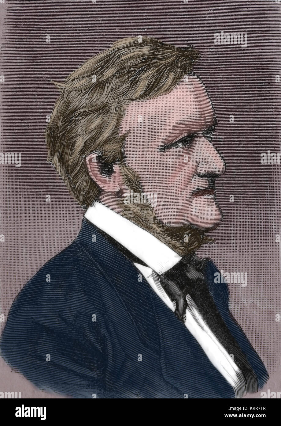 Richard Wagner (1813-1883). German composer. Portrait. Engraving, 1883. Stock Photo