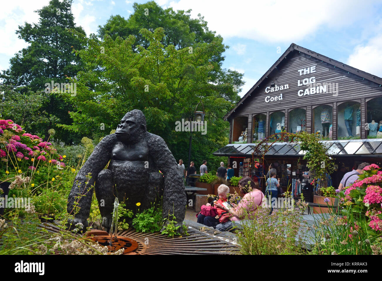 Gorilla Sculpture In Front Of The Log Cabin Betws Y Coed Conwy