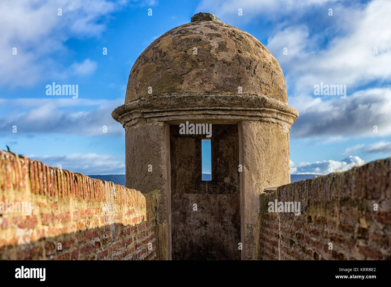 Old sentry box. Ancient walls of Ciudad Rodrigo. Spain Stock Photo