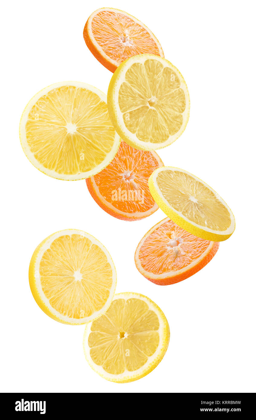 orange and lemon slices isolated on a white background Stock Photo Alamy