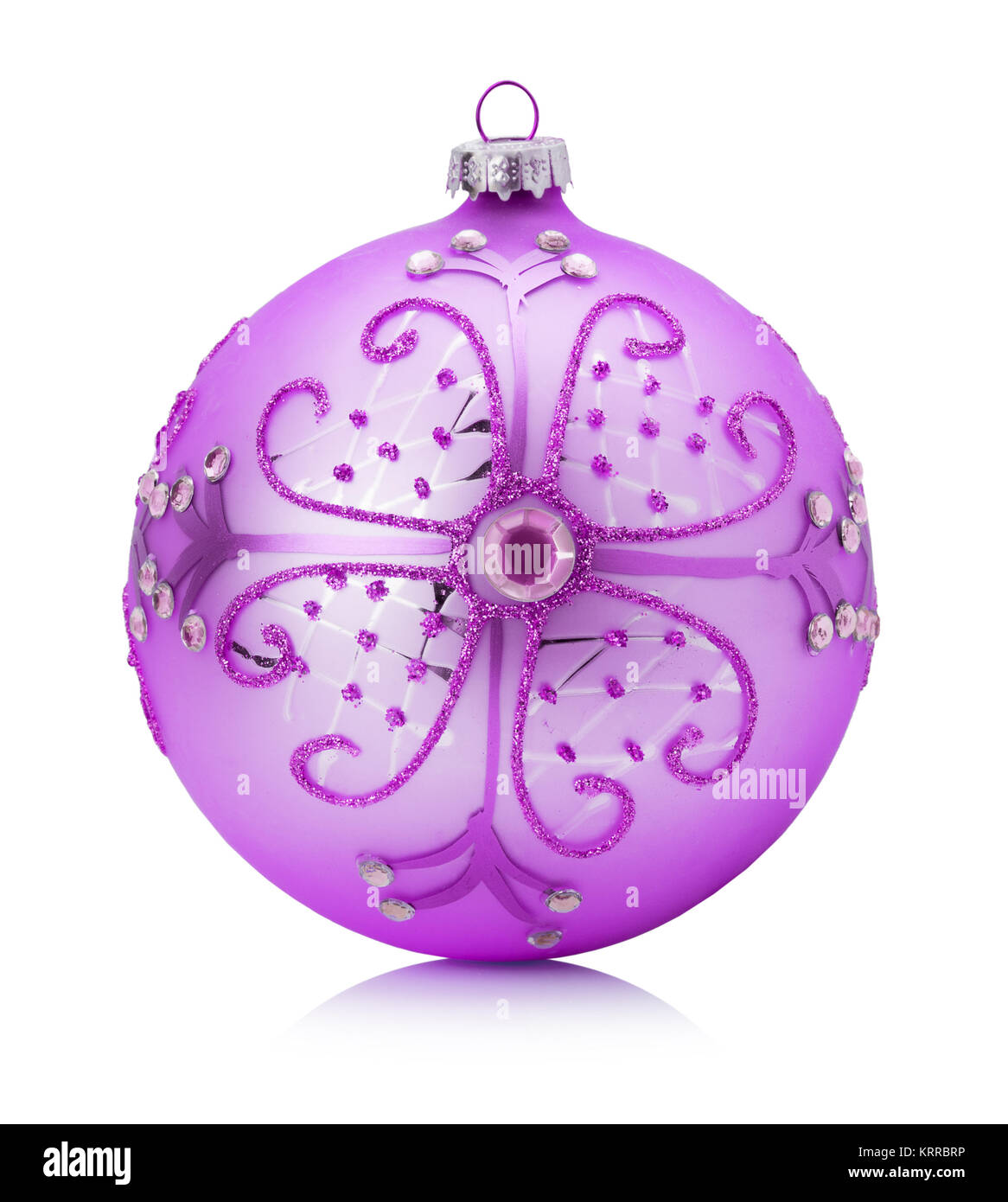 purple Christmas tree ball isolated on a white background. Stock Photo