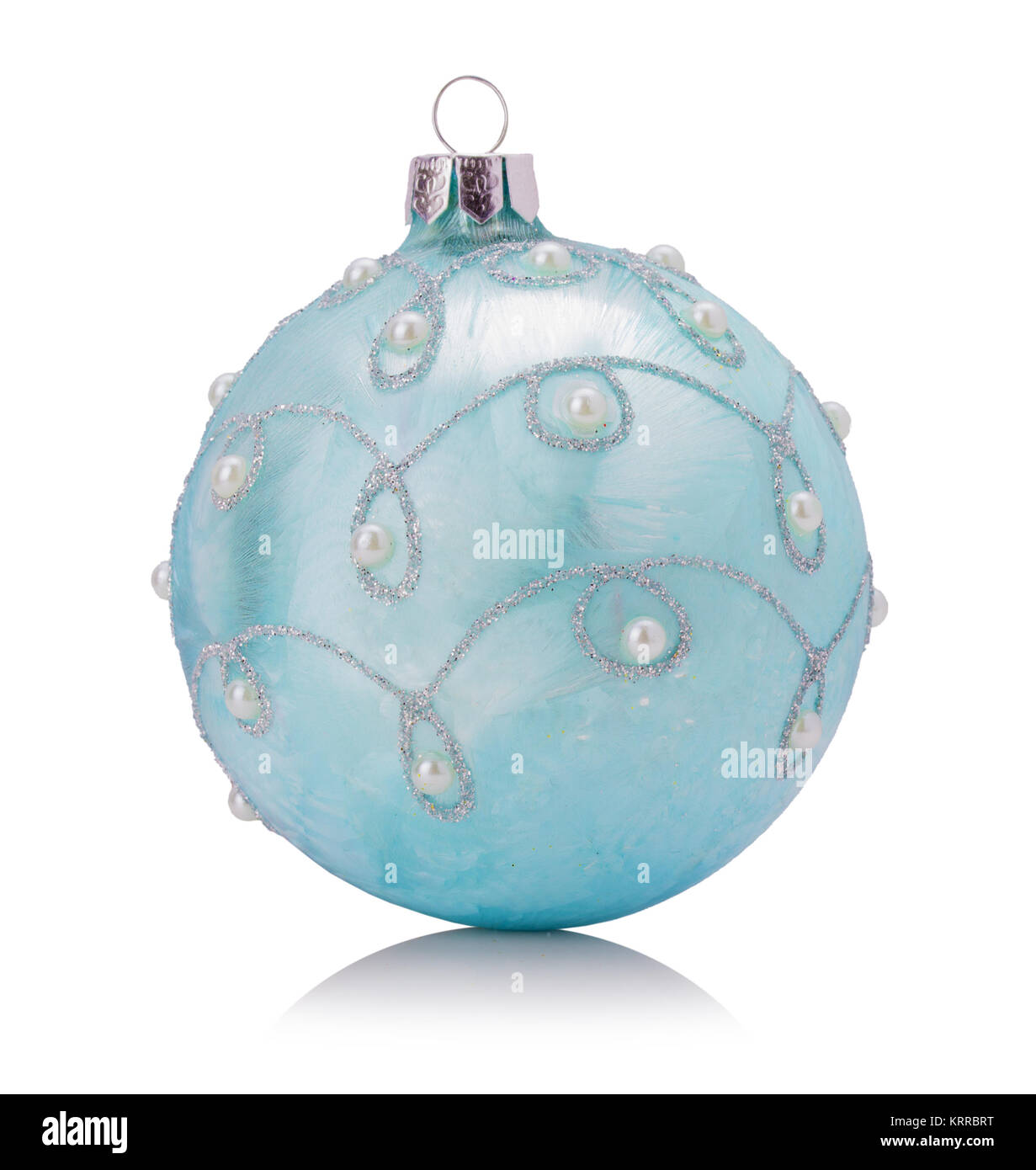 blue Christmas tree ball isolated on a white background. Stock Photo