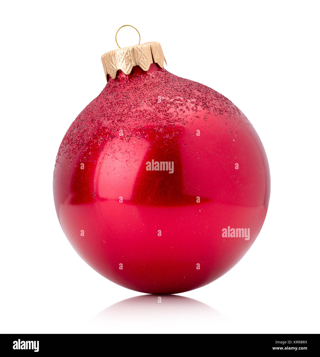 red Christmas tree ball isolated on a white background. Stock Photo