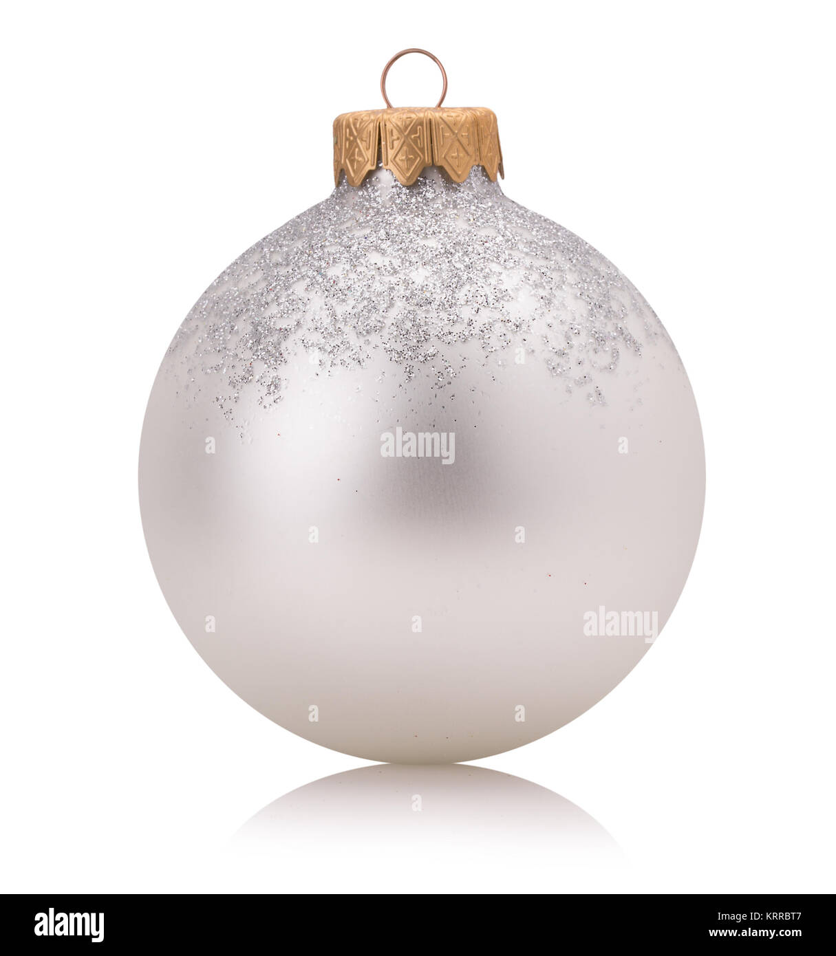 silverChristmas tree ball isolated on a white background. Stock Photo
