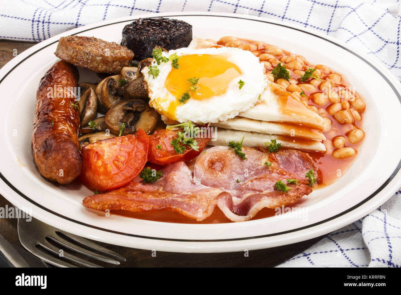 ulster fry, traditional northern irish breakfast, on a white plate
