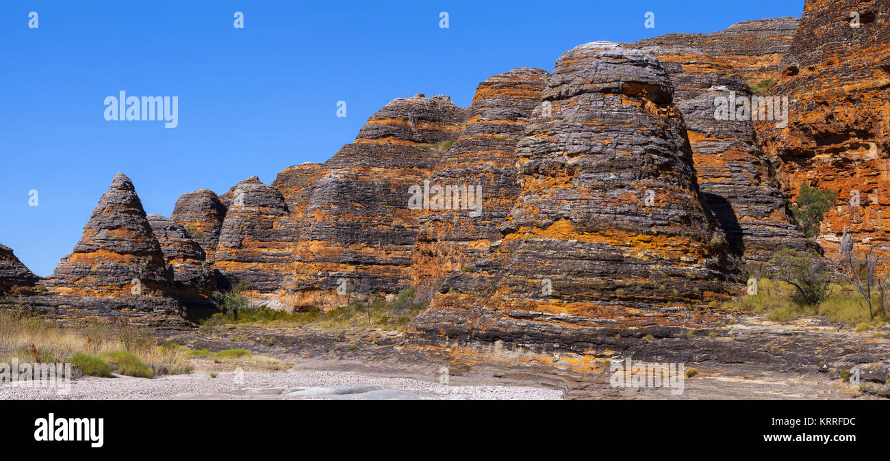 The conical beehive formations of the Bungle Bungles, Purnululu National Park, Western Australia, Australia: A stunning natural wonder. Stock Photo