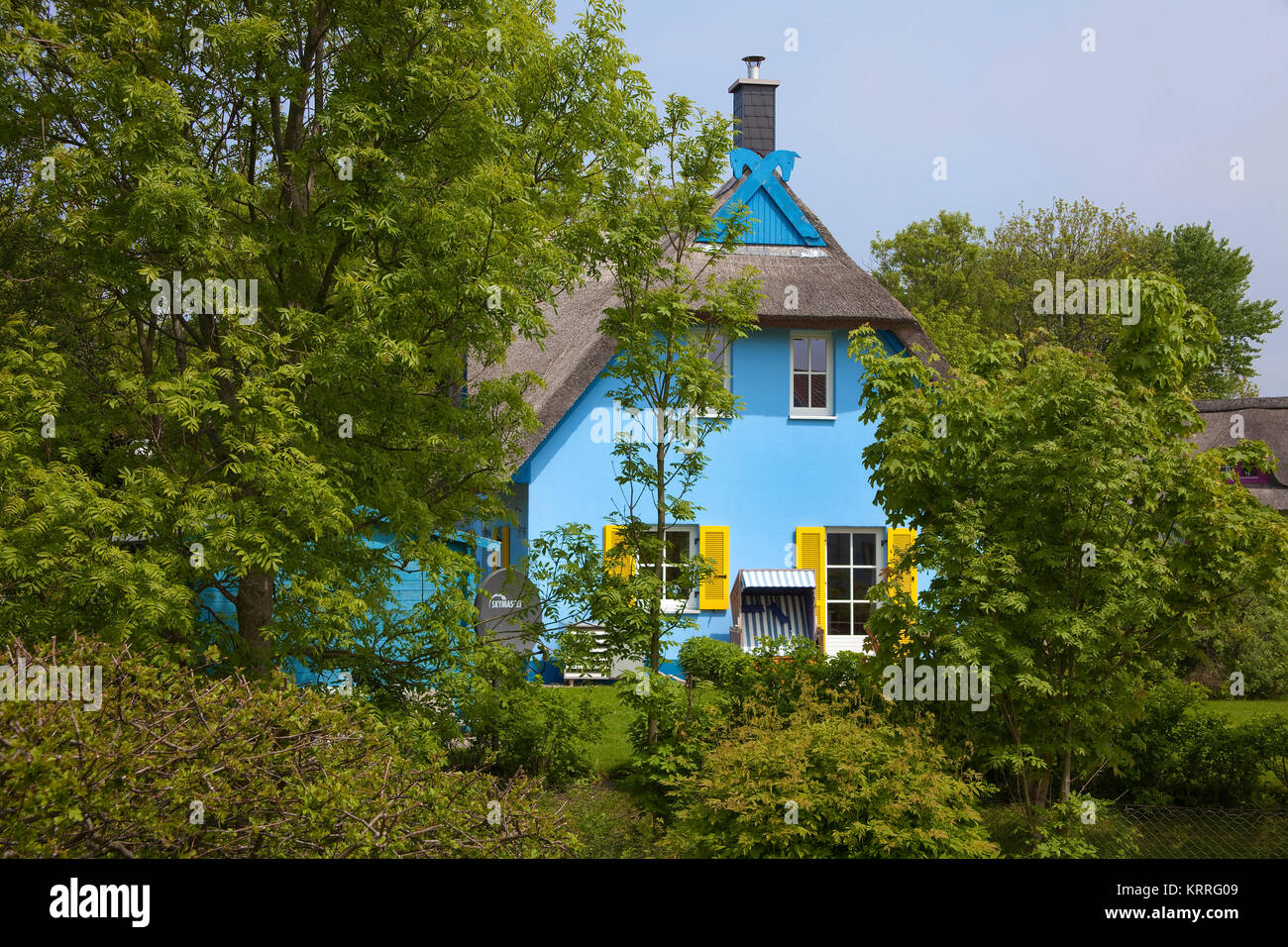 Reetdachhaus in Putgarten, Kap Arkona, Nordkap, Halbinsel Wittow, Insel Ruegen, Ostsee, East Germany, Eastern Germany, Mecklenburg-Vorpommern, Deutsch Stock Photo