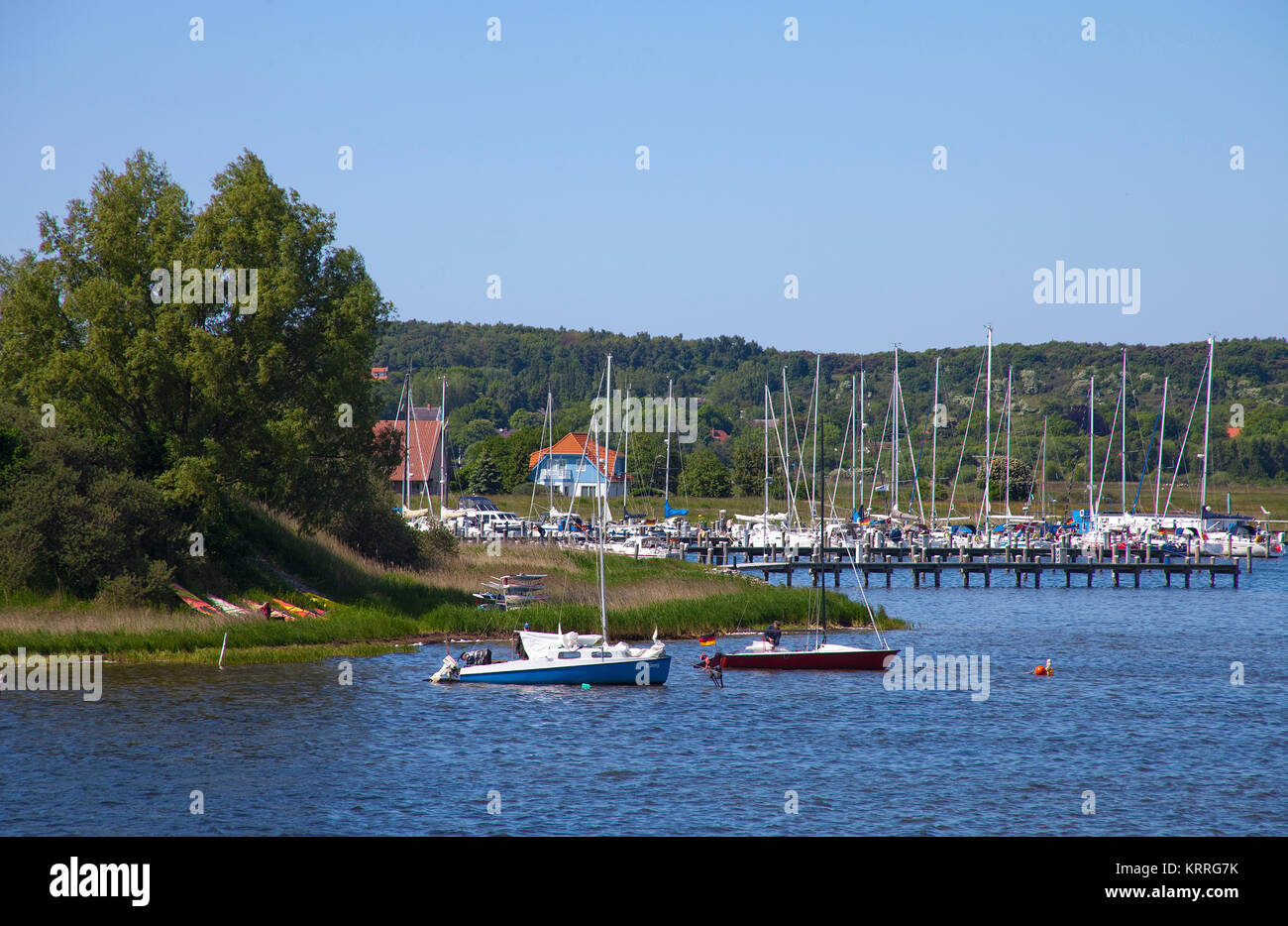 Yachthafen von Vitte, Hiddensee, Vitter Bodden, Ostsee, East Germany, Eastern Germany, Mecklenburg-Vorpommern, Deutschland, Europa | Yachting harbour  Stock Photo