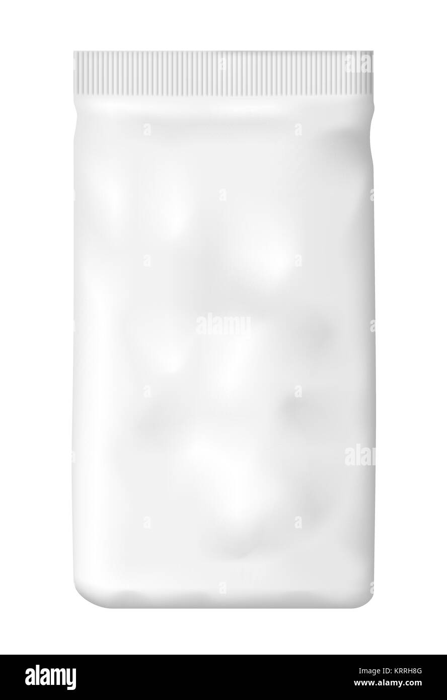 White Blank Food Bag Packaging. Vector Illustration pouch packaging Isolated. Foil food snack bag for coffee, chips pack template. Realistic 3d template. Stock Vector