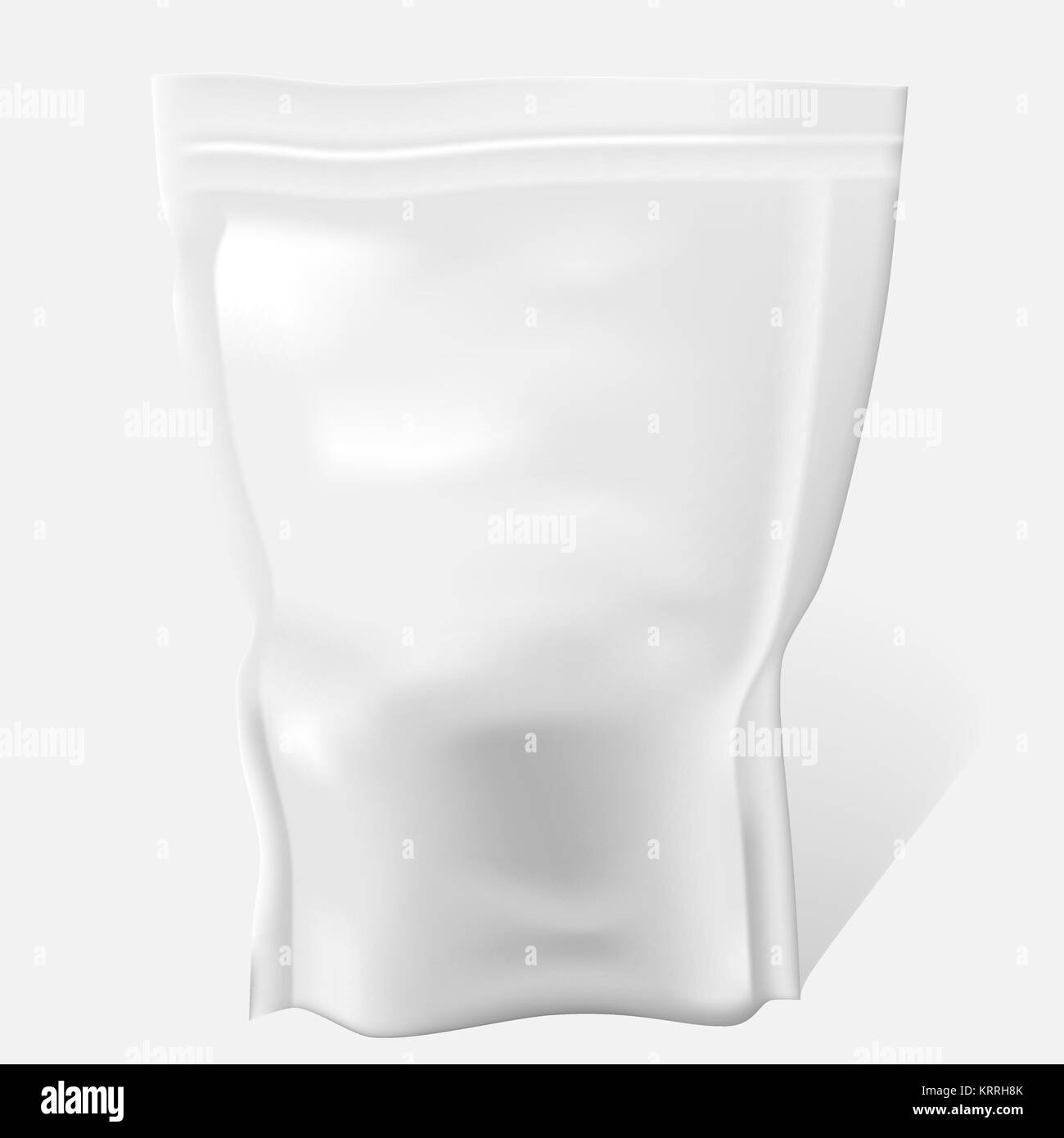 White Blank Food Bag Package. Vector Illustration pouch packaging Isolated. Foil Food Or Drink Doy pack template. Realistic 3d Plastic doy pack pouch template. Stock Vector