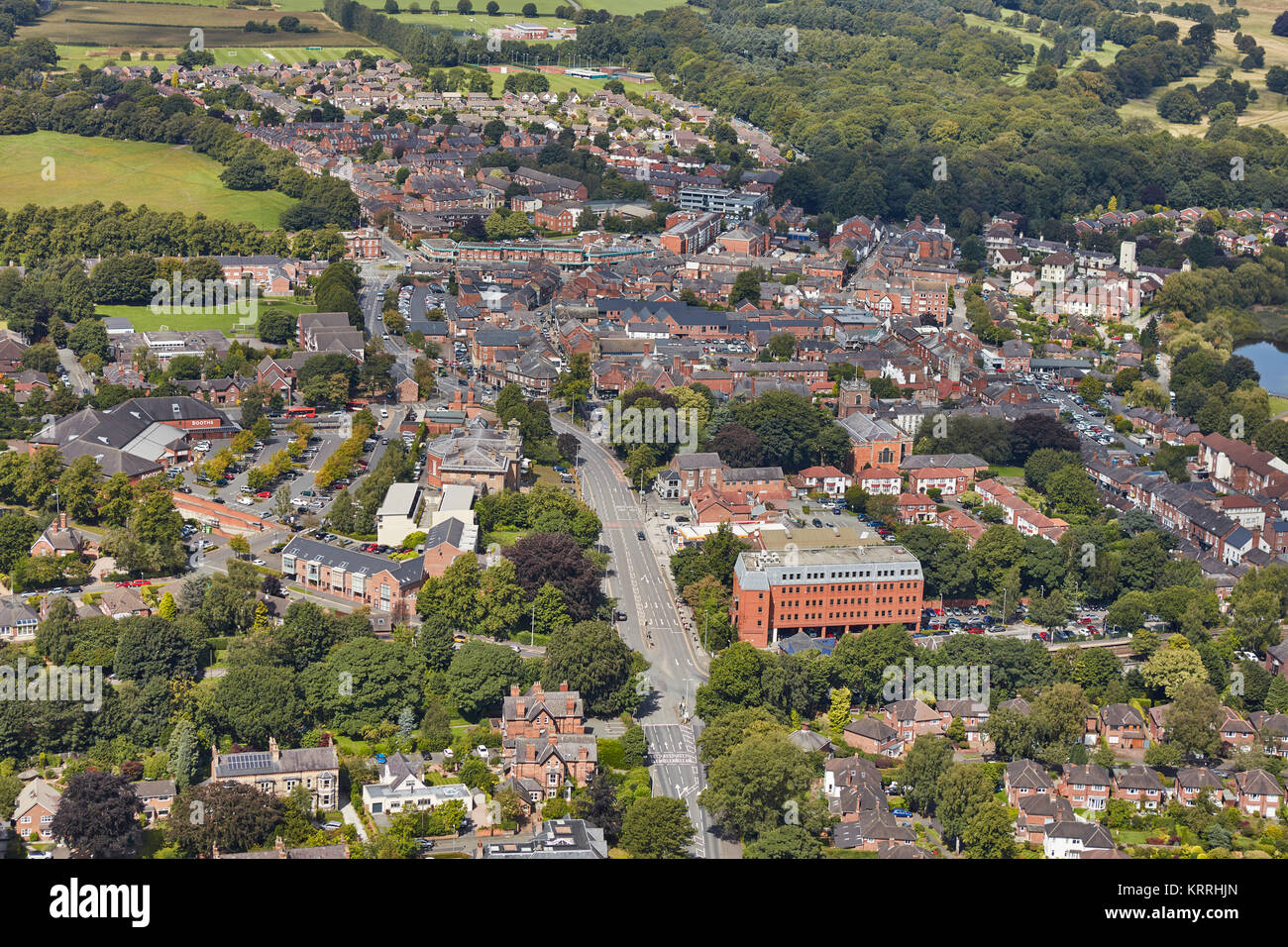 An aerial view of the Cheshire town of Knutsford Stock Photo