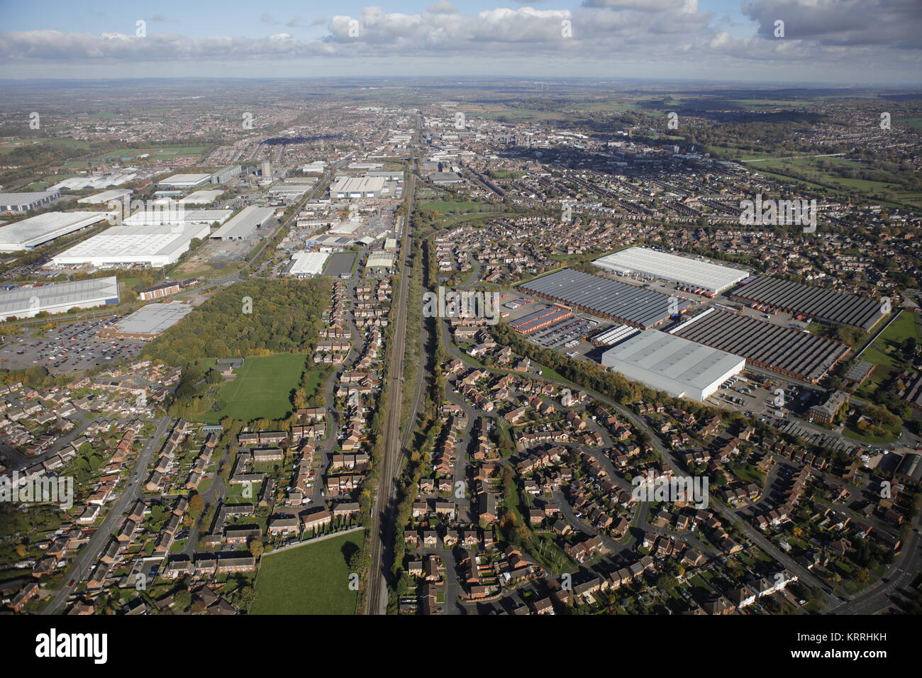 An aerial view of Burton upon Trent, a town in Staffordshire Stock Photo