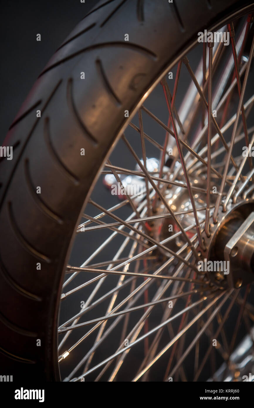 Motorcycle spoke wheel Stock Photo Alamy