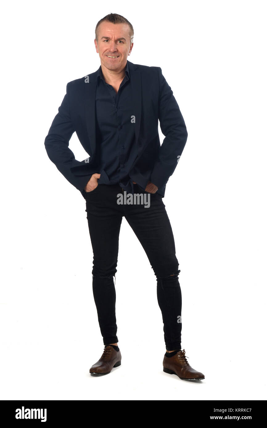 portrait of a man on white background Stock Photo - Alamy