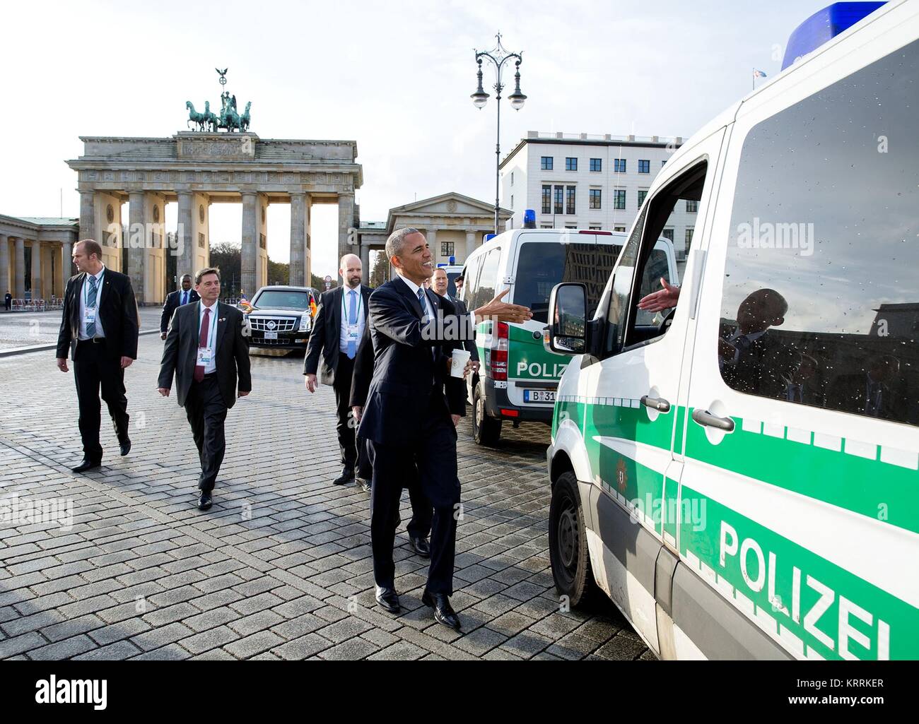 Us President Barack Obama Greets Local German Police As He - 