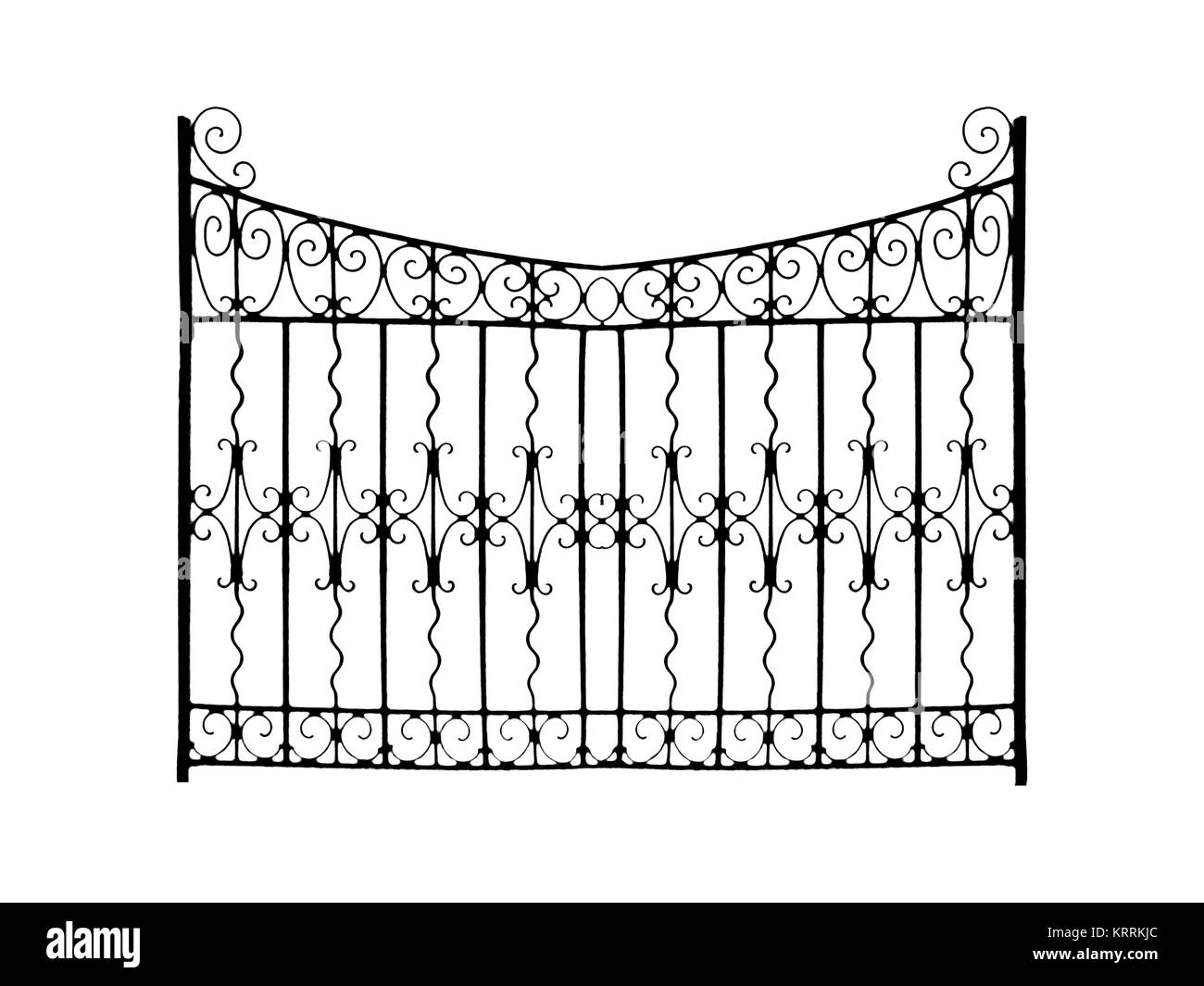 Isolated Iron Ornate Fence Stock Photo