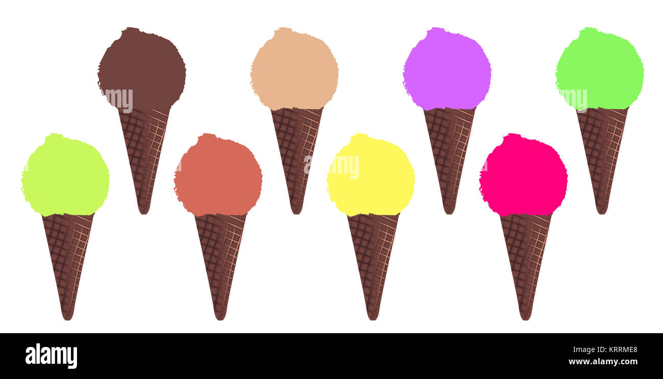 8 flavors ice cream cone Cut Out Stock Images & Pictures Alamy