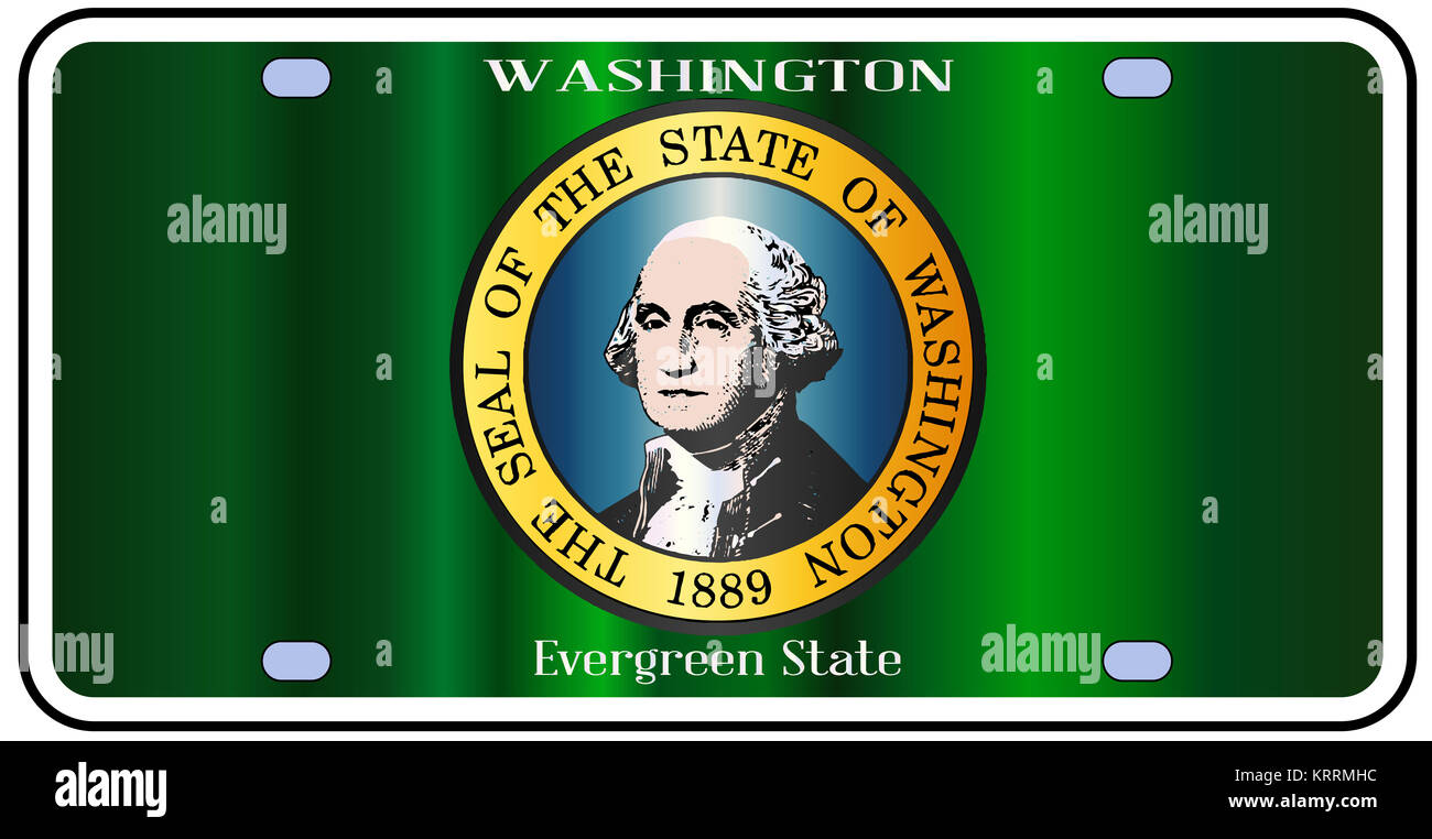 Washington State Lable Washington State License Plate Flag Stock Photo - Alamy