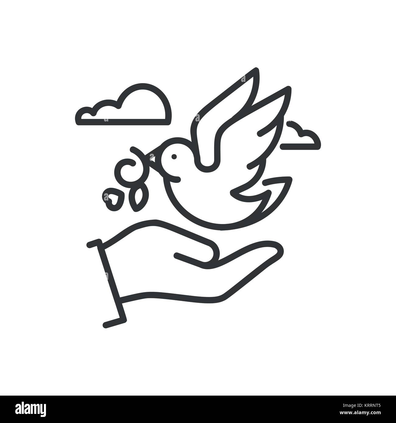 Dove of peace - line design single isolated icon Stock Vector