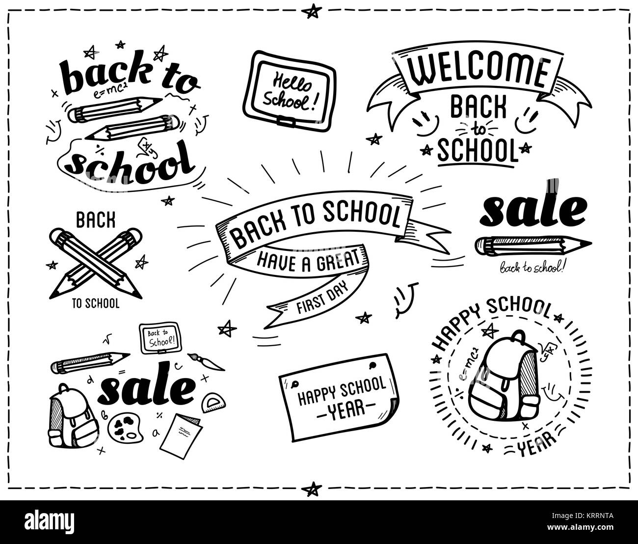 back-school-sale-label-black-and-white-stock-photos-images-alamy