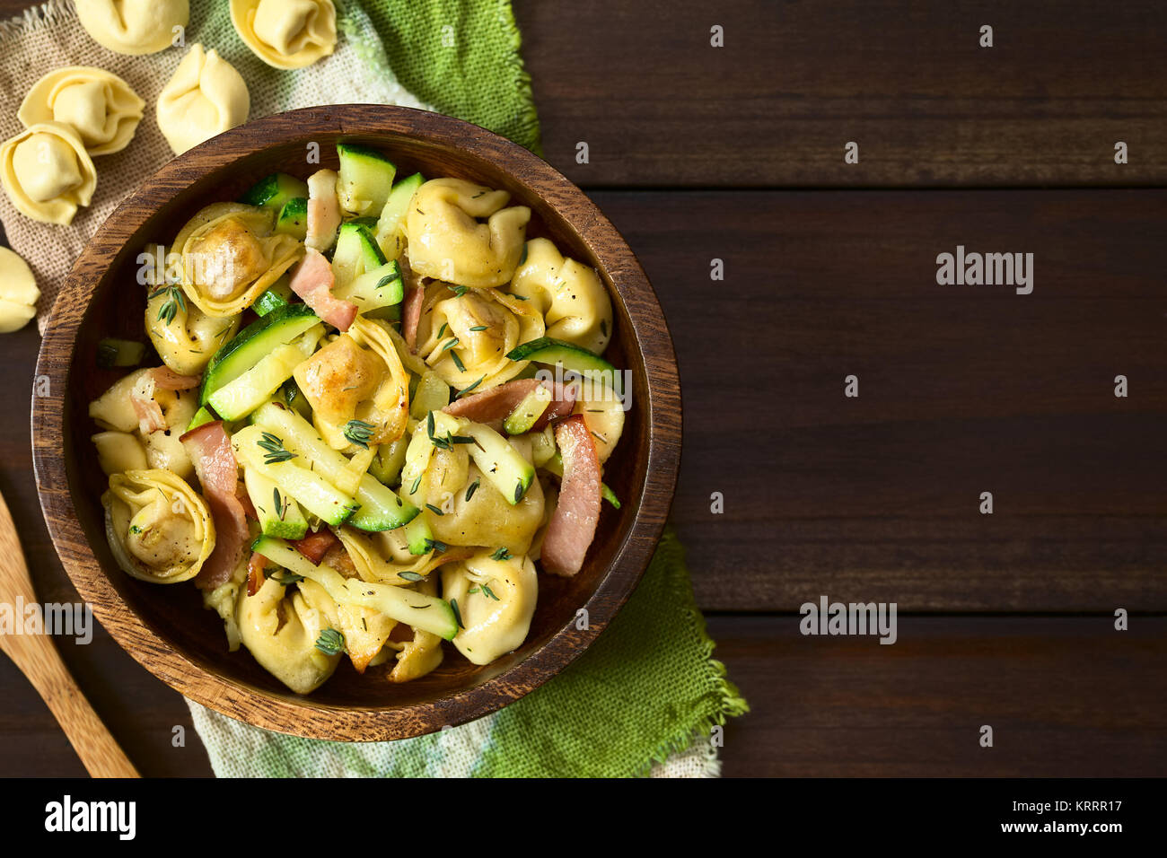Baked Tortellini with Zucchini and Bacon Stock Photo Alamy