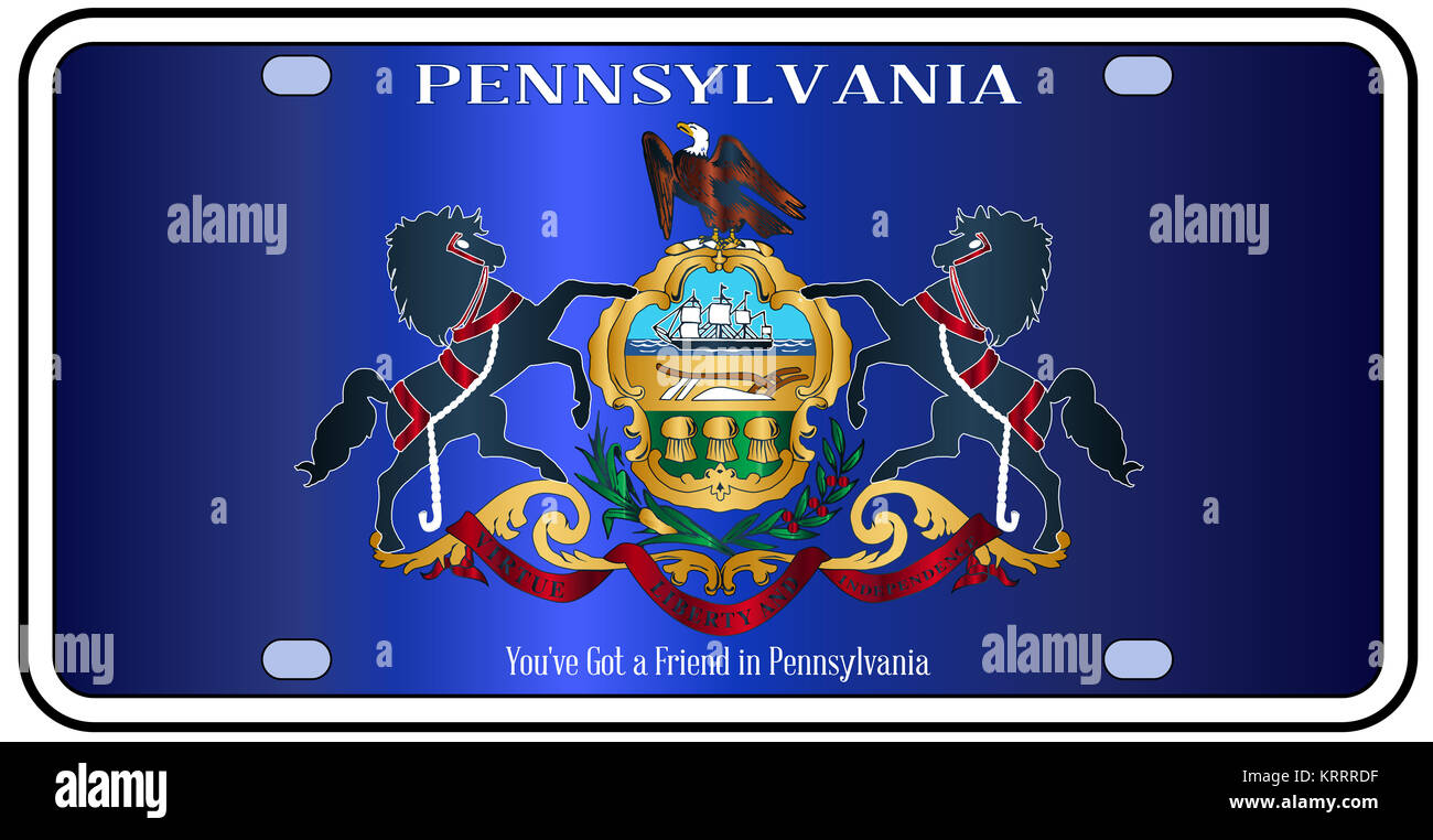 Pennsylvania License Plate Flag Stock Photo