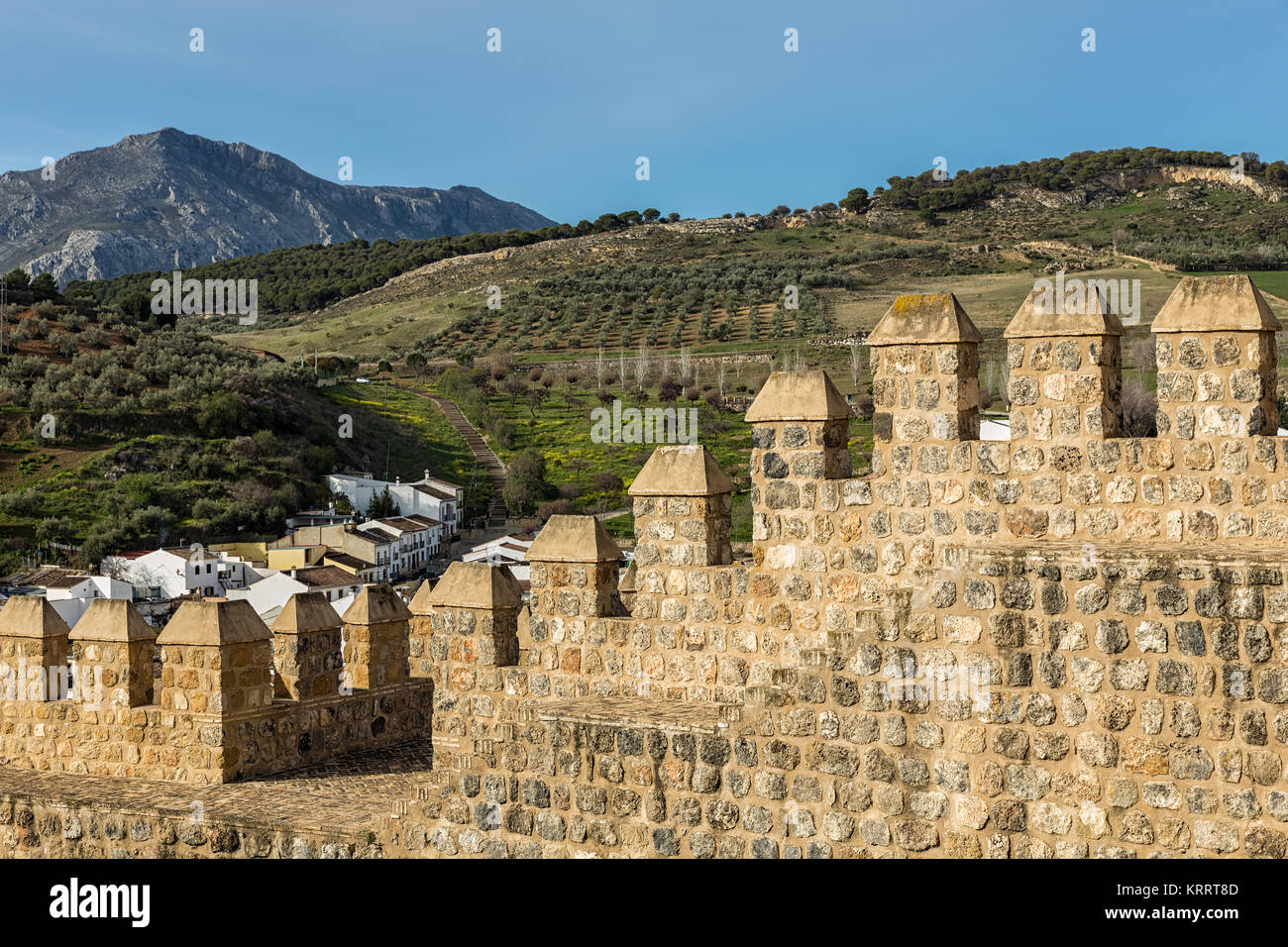 Landscape from the medieval walls in the Alcazaba de Antequera. Andalucia.Spain. Stock Photo
