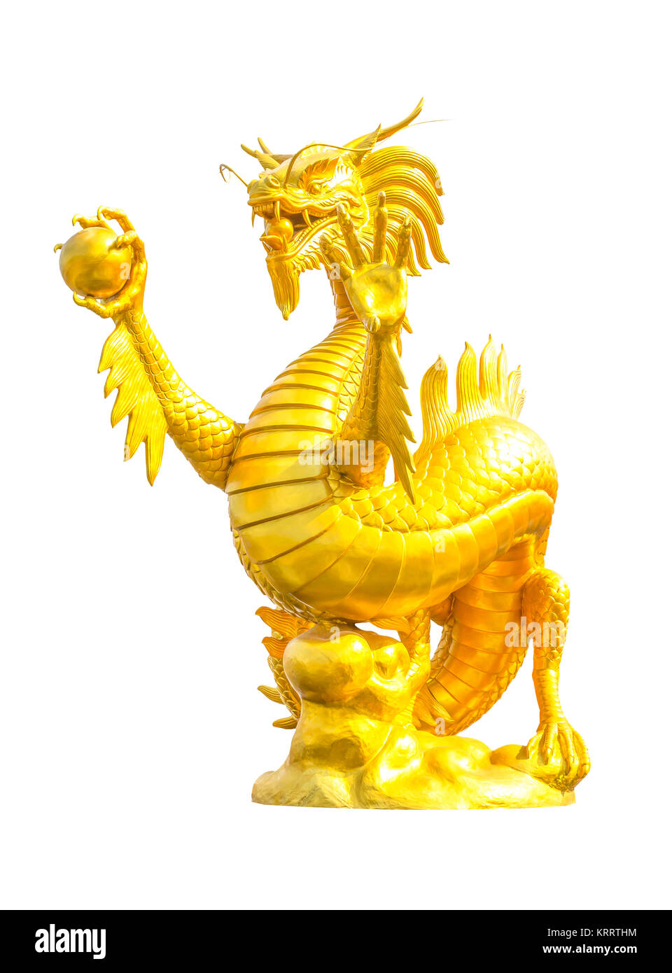 Golden dragon statue isolated Stock Photo Alamy