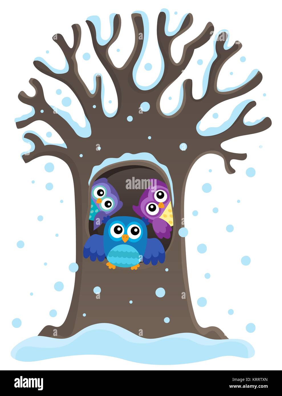 Зимнее дерево с дуплом для детей