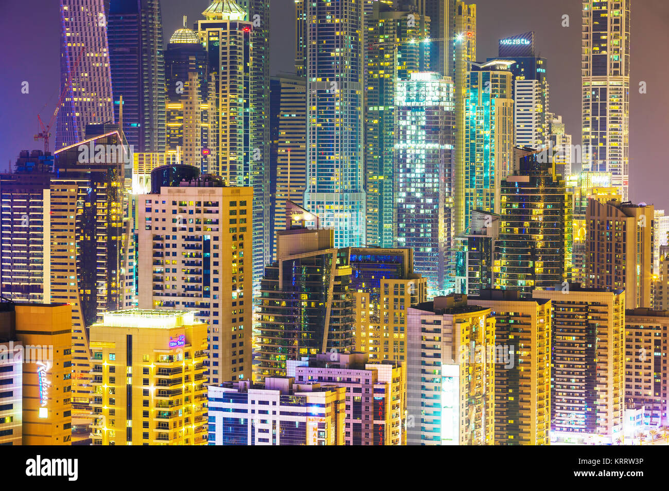 Amazing rooftop view on Dubai Marina skyline, Dubai,United Arab