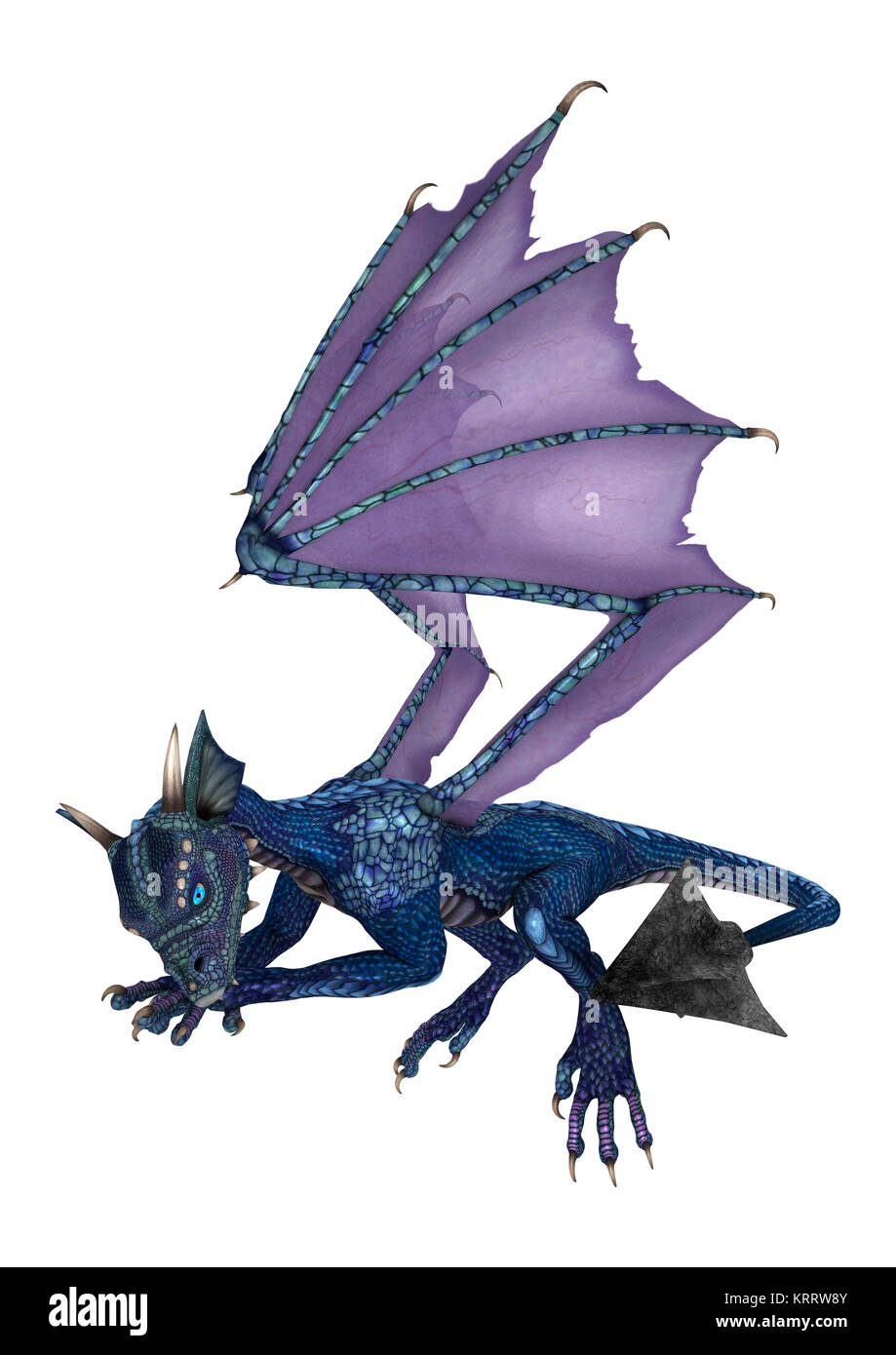 3D Rendering Fantasy Dragon on White Stock Photo