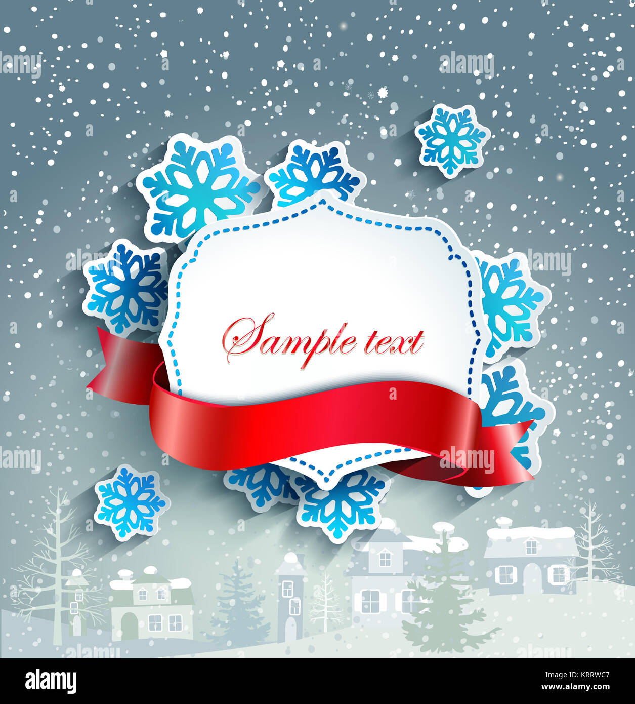 Winter background with a vintage paper frame. Stock Photo