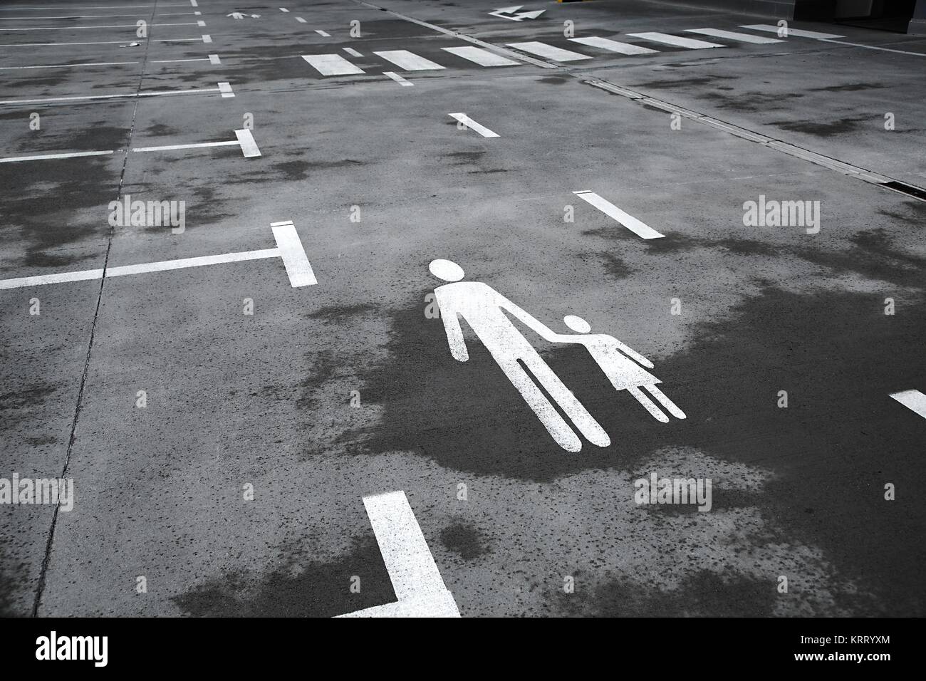 Carpark lines and signs Stock Photo