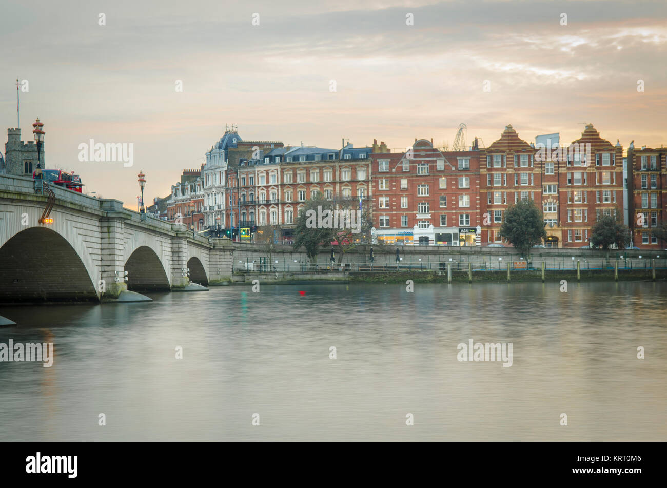 Putney Bridge in south west London linking Putney and Fulham Stock Photo