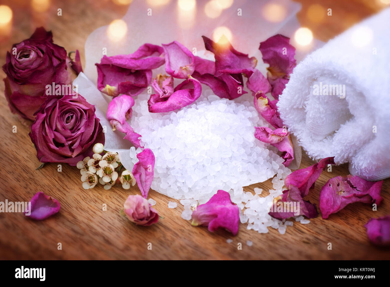 spa still life with bath salt Stock Photo