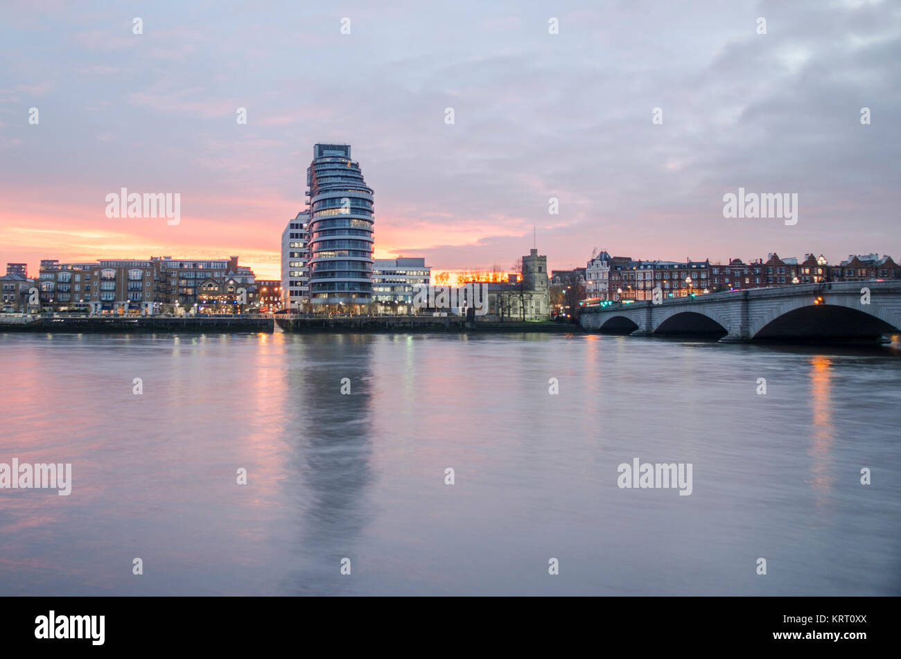 Putney Bridge in south west London linking Putney and Fulham Stock Photo