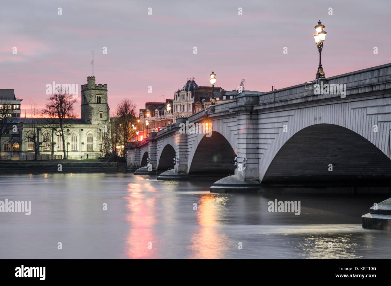 Putney Bridge in south west London linking Putney and Fulham Stock Photo
