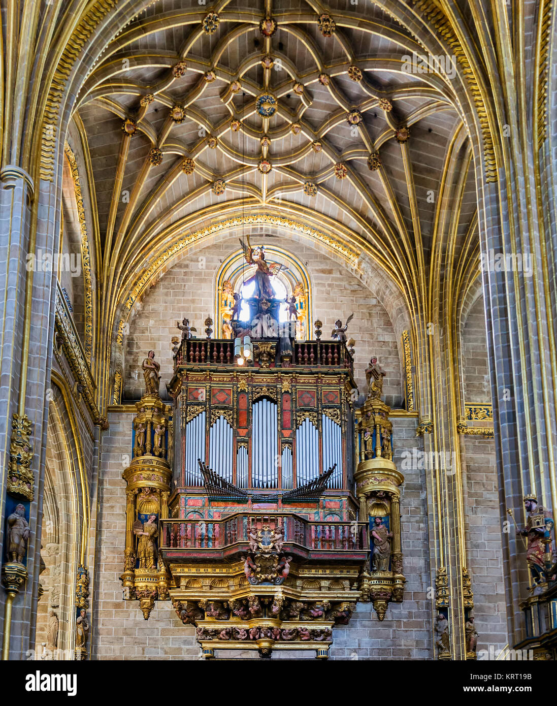 This cathedral is located in the old town of Plasencia. Spain. Stock Photo
