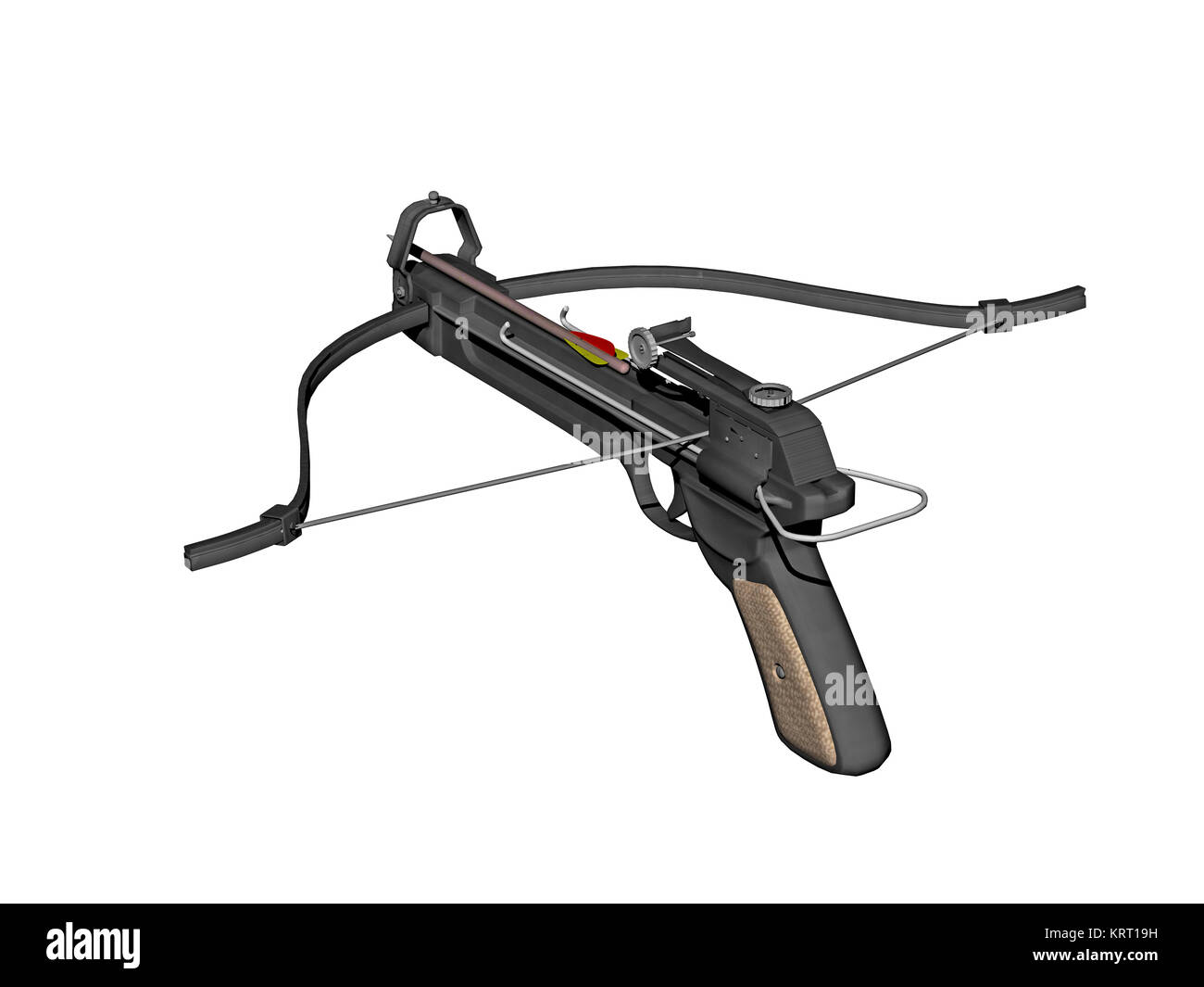 taut crossbow released with arrow Stock Photo